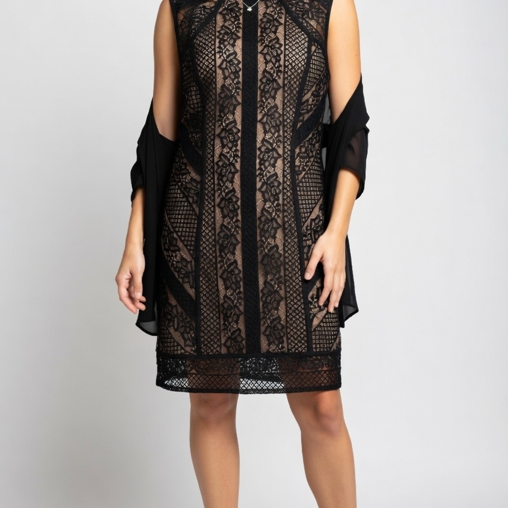 Entry Black Lace Overlay Midi Dress Bin 11
